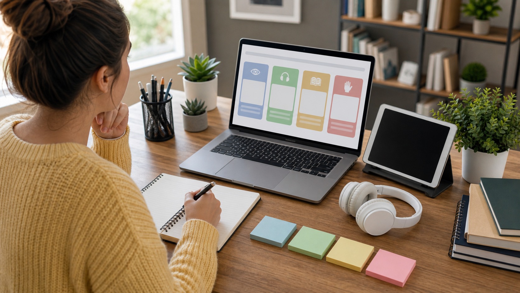Online learner comparing different blank course format cards