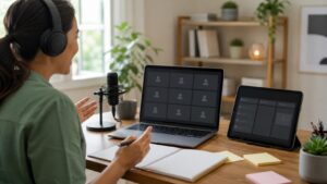 Online learning scene for how to teach effectively in a virtual classroom