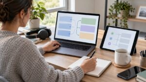 Online learning scene for how to create learning outcomes that fit your curriculum framework
